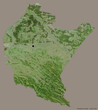 Subcarpathian 'ın şekli, Polonya' nın Voyvoda 'lığı, sermayesi katı renk arka planında izole edilmiş. Uydu görüntüleri. 3B görüntüleme