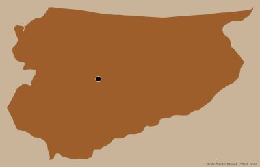 Sıcaklık ve Masurya 'nın şekli, Polonya Voyvoda' lığı, sermayesi katı bir renk arka planında izole edilmiş. Desenli dokuların bileşimi. 3B görüntüleme