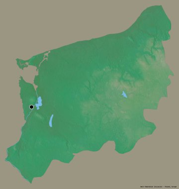 Batı Pomeranya 'nın şekli, Polonya' nın Voyvoda 'lığı, başkenti katı bir renk arkaplanı ile izole edilmiş. Topografik yardım haritası. 3B görüntüleme