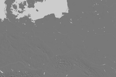 Polonya 'nın genişletilmiş bölgesi. Çift seviyeli yükseklik haritası. 3B görüntüleme