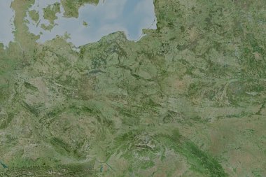 Extended area of Poland. Satellite imagery. 3D rendering clipart