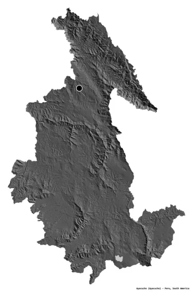Forma Ayacucho Región Del Perú Con Capital Aislada Sobre Fondo — Foto de Stock