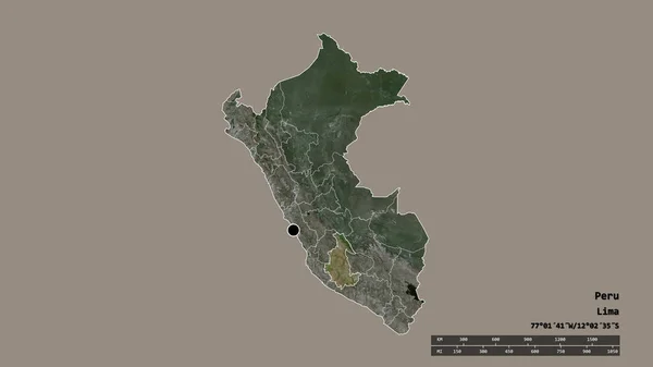 Forma Desnaturalizada Del Perú Con Capital Principal División Regional Área — Foto de Stock