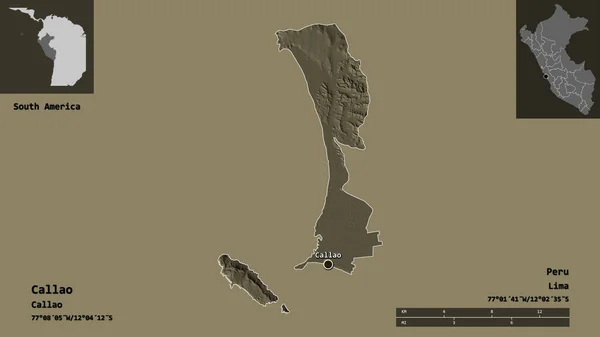 Form Von Callao Provinz Von Peru Und Seiner Hauptstadt Entfernungsskala — Stockfoto