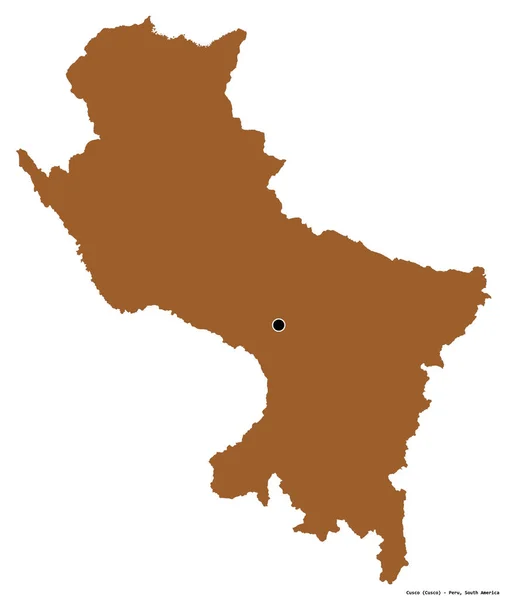 Forme Cusco Région Pérou Avec Capitale Isolée Sur Fond Blanc — Photo