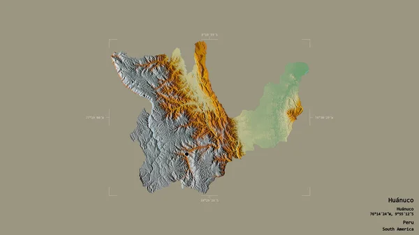 Zona Huanuco Región Del Perú Aislada Sobre Fondo Sólido Una — Foto de Stock