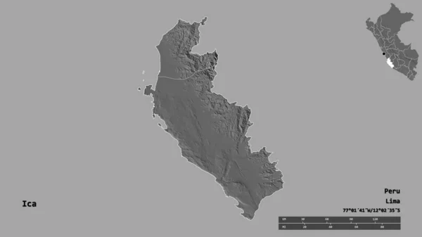 Gestalt Von Ica Region Von Peru Mit Seiner Hauptstadt Isoliert — Stockfoto