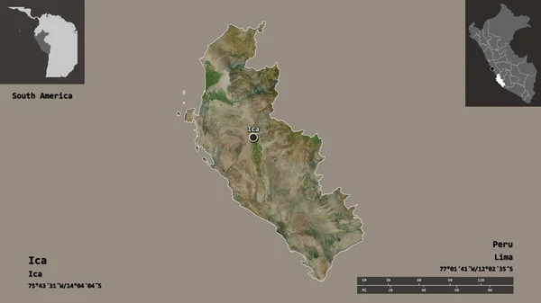 Gestalt Von Ica Region Von Peru Und Seiner Hauptstadt Entfernungsskala — Stockfoto