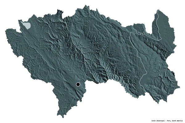 Form Junin Regionen Peru Med Huvudstaden Isolerad Vit Bakgrund Färgad — Stockfoto