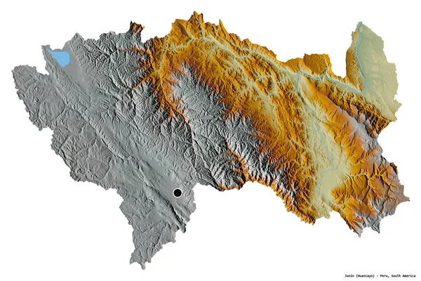 Form Junin Region Peru Med Sin Hovedstad Isoleret Hvid Baggrund - Stock-foto