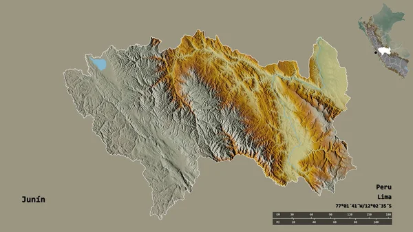 Form Junin Regionen Peru Med Dess Huvudstad Isolerad Solid Bakgrund — Stockfoto