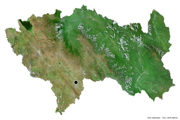 ペルーの地方 ジュニンの形で その首都は白い背景に隔離されています 衛星画像 3Dレンダリング — ストック写真