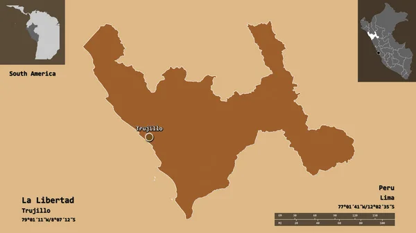 Forme Libertad Région Pérou Capitale Échelle Distance Aperçus Étiquettes Composition — Photo