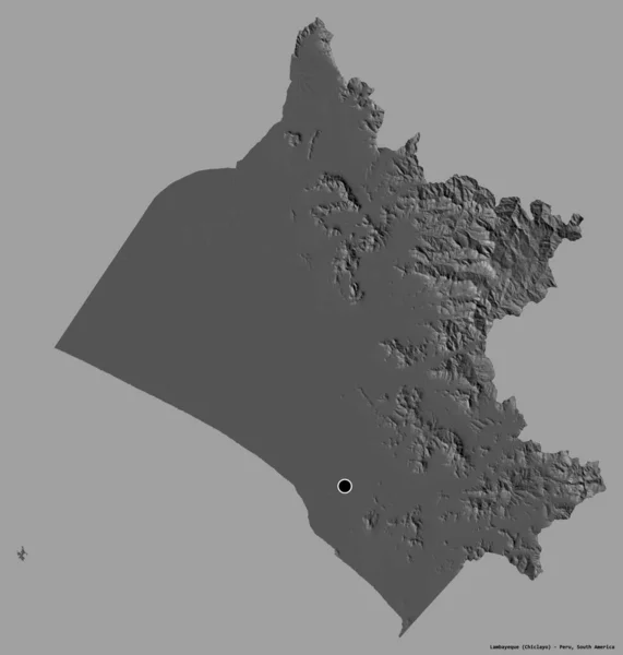 Форма Lambayeque Регион Перу Столицей Изолированы Твердом Цветном Фоне Карта — стоковое фото