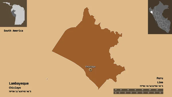 Form Lambayeque Region Peru Dens Hovedstad Afstand Skala Forhåndsvisninger Etiketter - Stock-foto