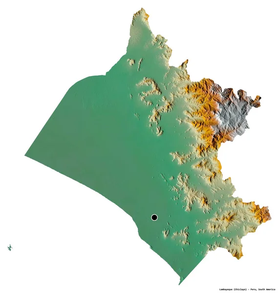 Forma Lambayeque Região Peru Com Sua Capital Isolada Sobre Fundo — Fotografia de Stock