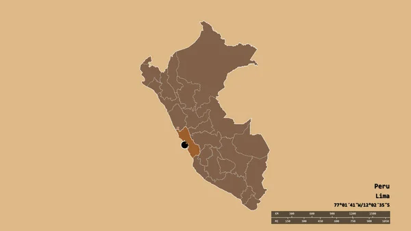 Forma Desnaturalizada Del Perú Con Capital Principal División Regional Área — Foto de Stock