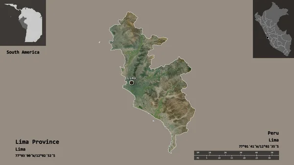 Form Der Provinz Lima Provinz Peru Und Ihrer Hauptstadt Entfernungsskala — Stockfoto