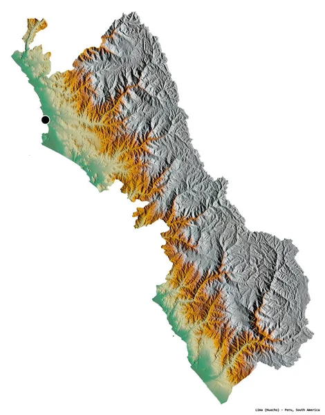 Alakja Lima Régió Peru Főváros Elszigetelt Fehér Háttérrel Topográfiai Domborzati — Stock Fotó