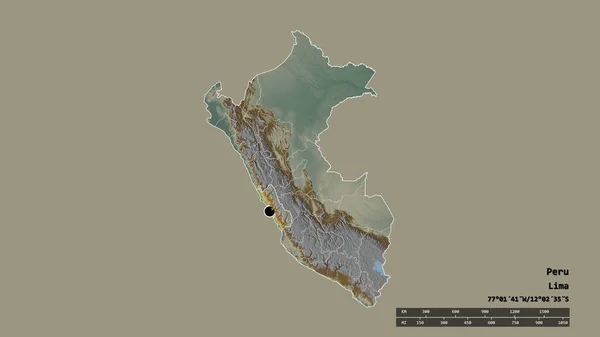 Zdesperowany Kształt Peru Stolicą Głównym Regionalnym Podziałem Oddzielonym Obszarem Limie — Zdjęcie stockowe