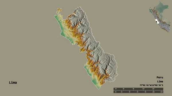 Forme Lima Région Pérou Avec Capitale Isolée Sur Fond Solide — Photo