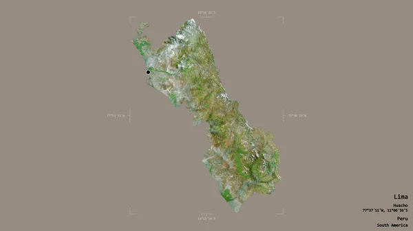 秘鲁区域利马的一个区域 在一个地理参照框的坚实背景上被隔离 卫星图像 3D渲染 — 图库照片