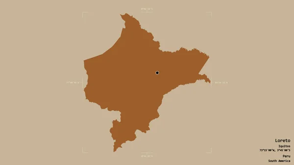 Територія Лорето Перуанського Регіону Ізольована Суцільному Фоні Геодезичній Обмежувальній Коробці — стокове фото