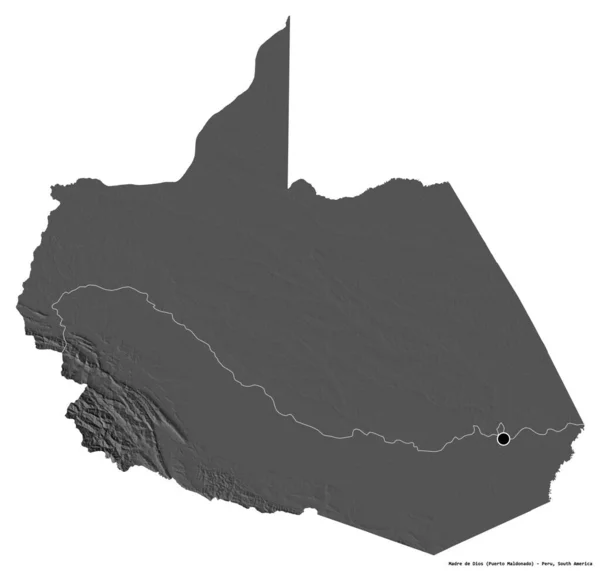 Forma Madre Dios Región Del Perú Con Capital Aislada Sobre — Foto de Stock