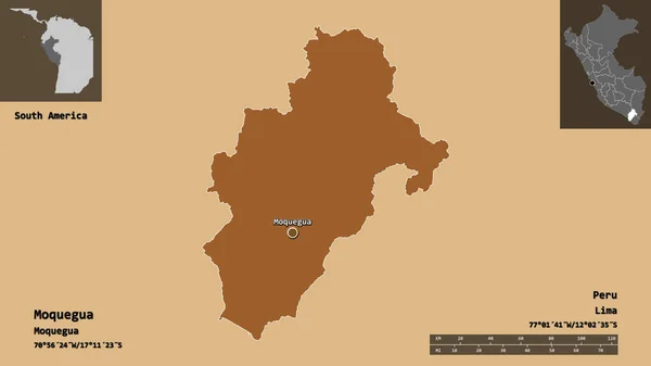 Форма Мокегуа Перуанська Область Столиця Масштаб Відстаней Превью Етикетки Складання — стокове фото