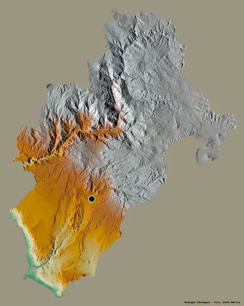 Kształt Moquegua Region Peru Jego Kapitału Izolowane Stałym Tle Koloru — Zdjęcie stockowe