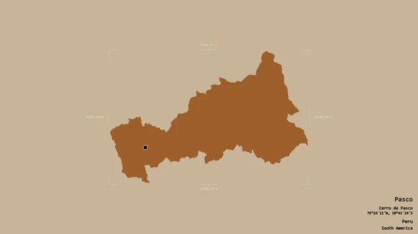 Район Паско Регион Перу Изолирован Твердом Фоне Геометрической Коробке Метки — стоковое фото