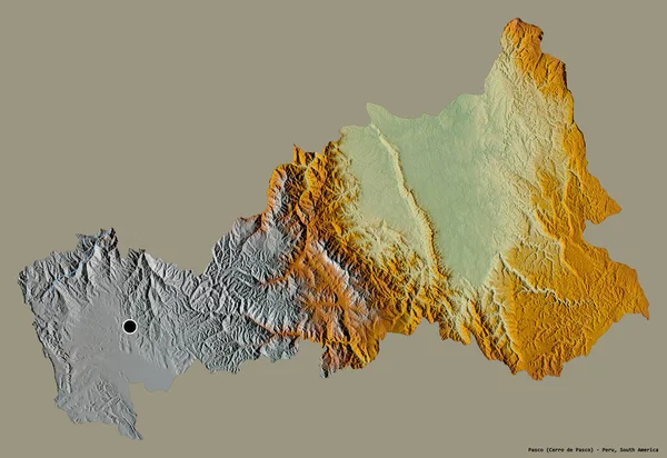Form Pasco Regionen Peru Med Sin Huvudstad Isolerad Solid Färg — Stockfoto