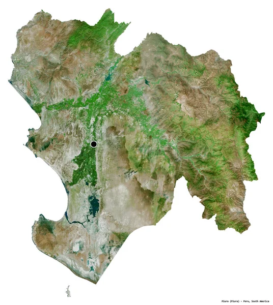 Форма Юри Перуанського Регіону Столицею Ізольованою Білому Тлі Супутникові Знімки — стокове фото