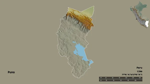 Form Von Puno Region Von Peru Mit Seiner Hauptstadt Isoliert — Stockfoto