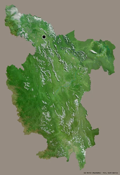 秘鲁圣马丁地区的形状 其首都被隔离在纯色的背景上 卫星图像 3D渲染 — 图库照片