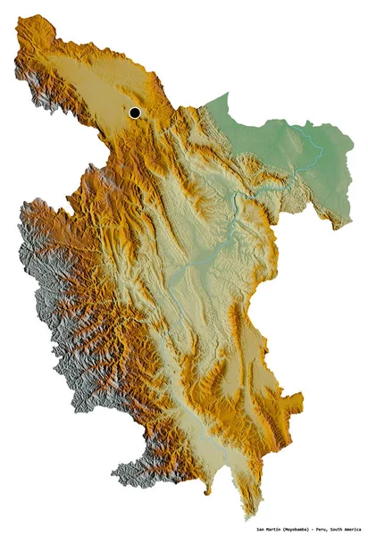Форма Сан Мартіна Перуанського Регіону Столицею Ізольованою Білому Тлі Карта — стокове фото
