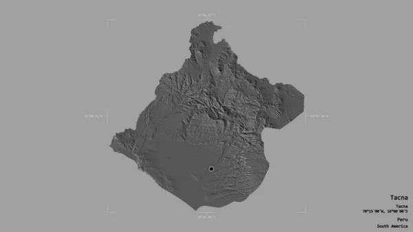 秘鲁塔克纳地区 在一个地理参考方块中 在坚实的背景下被隔离 Bilevel高程图 3D渲染 — 图库照片