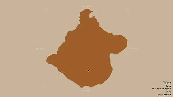 Obszar Tacna Region Peru Odizolowany Solidnym Tle Georeferencyjnym Polu Granicznym — Zdjęcie stockowe