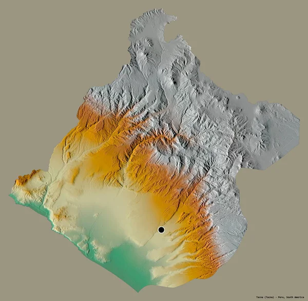 Forma Tacna Região Peru Com Sua Capital Isolada Fundo Cor — Fotografia de Stock
