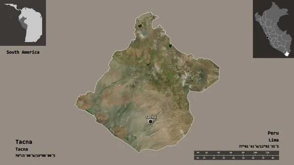 Form Von Tacna Region Von Peru Und Seiner Hauptstadt Entfernungsskala — Stockfoto