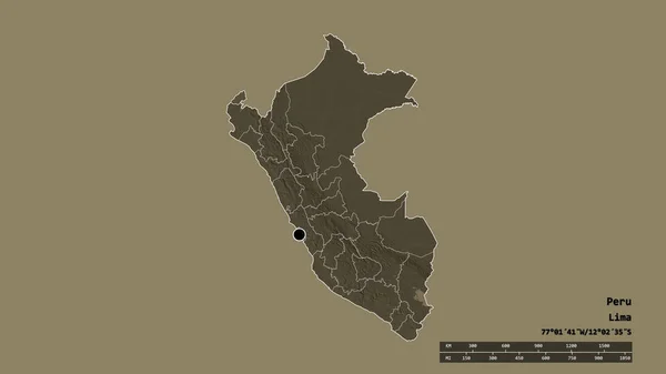 Forma Desnaturalizada Del Perú Con Capital Principal División Regional Área —  Fotos de Stock