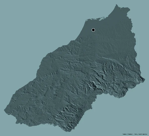 Form Tumbes Regionen Peru Med Sin Huvudstad Isolerad Solid Färg — Stockfoto