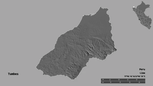 Forma Tumbes Regione Del Perù Con Sua Capitale Isolata Uno — Foto Stock