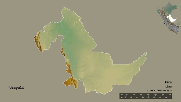 Forme Ucayali Région Pérou Avec Capitale Isolée Sur Fond Solide — Photo
