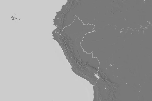 Área Estendida Peru Esboçado Mapa Elevação Bilevel Renderização — Fotografia de Stock