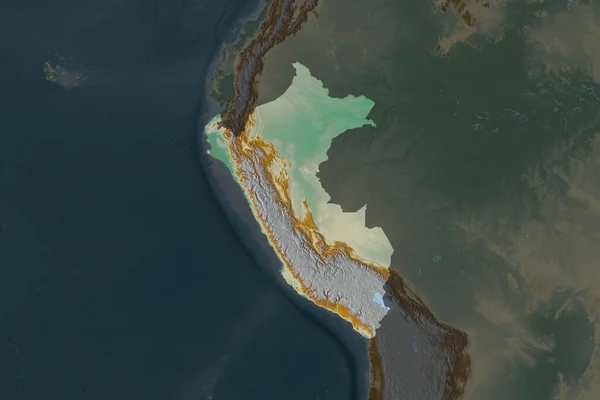 Форма Перу Розділена Спустошенням Сусідніх Районів Карта Рельєфу Візуалізація — стокове фото