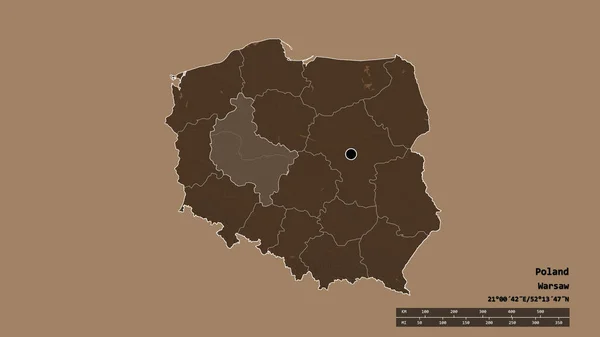 Forma Desnaturalizada Polonia Con Capital División Regional Principal Zona Separada —  Fotos de Stock
