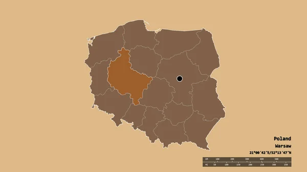 Vyprahlý Tvar Polska Hlavním Městem Hlavní Regionální Divizí Odděleným Velkým — Stock fotografie