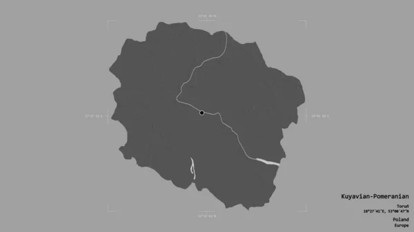 Kuyavian Pomeranian地区 波兰的省 背景坚实 在一个地理参考的包围箱中被隔离 Bilevel高程图 3D渲染 — 图库照片