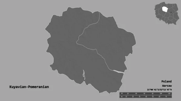 Forma Kuyavian Pomeranian Voivodato Polonia Con Capital Aislada Sobre Fondo — Foto de Stock